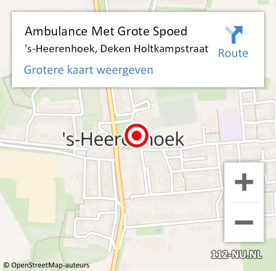 Locatie op kaart van de 112 melding: Ambulance Met Grote Spoed Naar 's-Heerenhoek, Deken Holtkampstraat op 16 augustus 2018 13:41