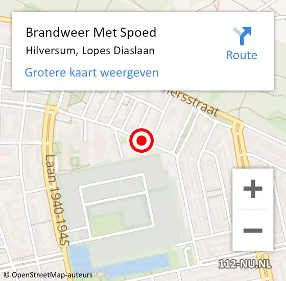 Locatie op kaart van de 112 melding: Brandweer Met Spoed Naar Hilversum, Lopes Diaslaan op 16 augustus 2018 13:41