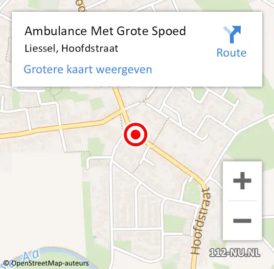 Locatie op kaart van de 112 melding: Ambulance Met Grote Spoed Naar Liessel, Hoofdstraat op 16 augustus 2018 14:48