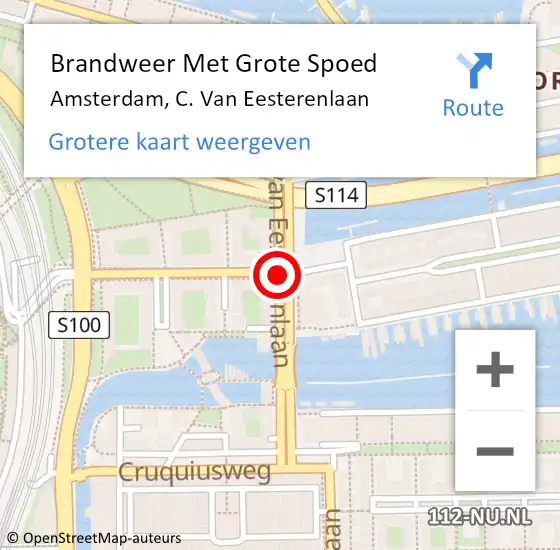 Locatie op kaart van de 112 melding: Brandweer Met Grote Spoed Naar Amsterdam, C. Van Eesterenlaan op 16 augustus 2018 14:54