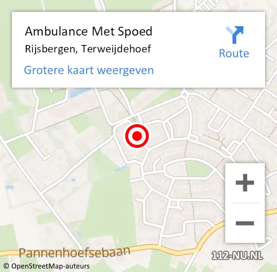 Locatie op kaart van de 112 melding: Ambulance Met Spoed Naar Rijsbergen, Terweijdehoef op 16 augustus 2018 15:26