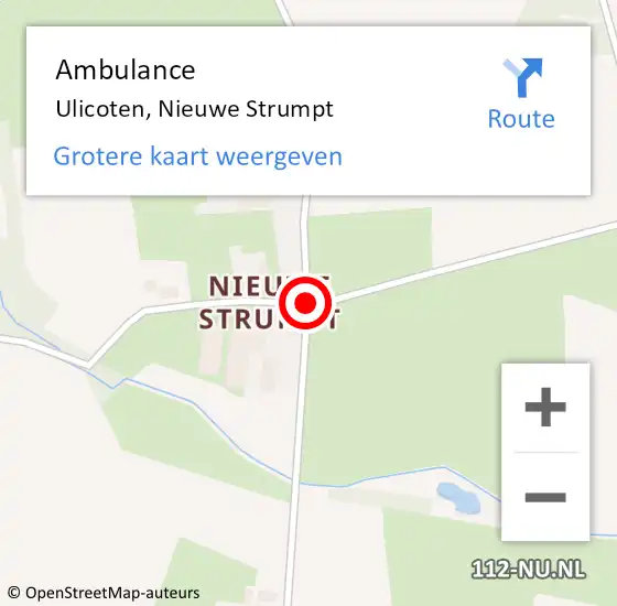 Locatie op kaart van de 112 melding: Ambulance Ulicoten, Nieuwe Strumpt op 16 augustus 2018 16:14