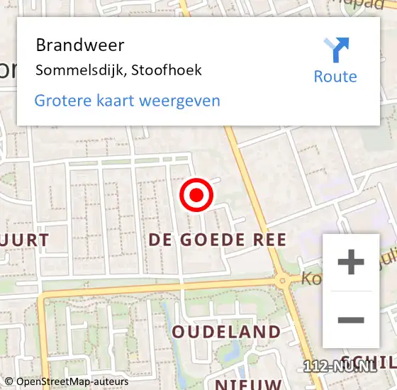 Locatie op kaart van de 112 melding: Brandweer Sommelsdijk, Stoofhoek op 16 augustus 2018 17:14