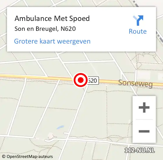 Locatie op kaart van de 112 melding: Ambulance Met Spoed Naar Son en Breugel, N620 op 16 augustus 2018 17:42