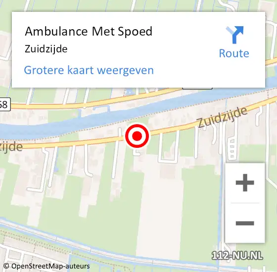 Locatie op kaart van de 112 melding: Ambulance Met Spoed Naar Zuidzijde op 16 augustus 2018 17:55