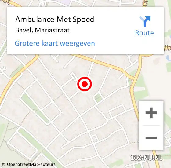 Locatie op kaart van de 112 melding: Ambulance Met Spoed Naar Bavel, Mariastraat op 16 augustus 2018 18:01