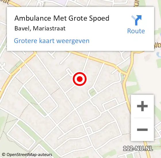 Locatie op kaart van de 112 melding: Ambulance Met Grote Spoed Naar Bavel, Mariastraat op 16 augustus 2018 18:03