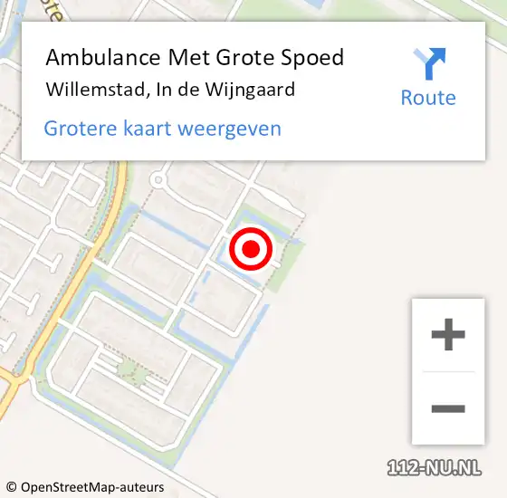 Locatie op kaart van de 112 melding: Ambulance Met Grote Spoed Naar Willemstad, In de Wijngaard op 16 augustus 2018 18:43