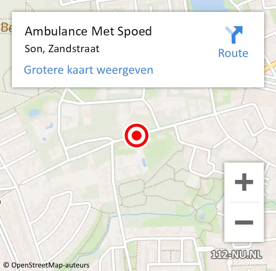 Locatie op kaart van de 112 melding: Ambulance Met Spoed Naar Son, Zandstraat op 16 augustus 2018 18:50