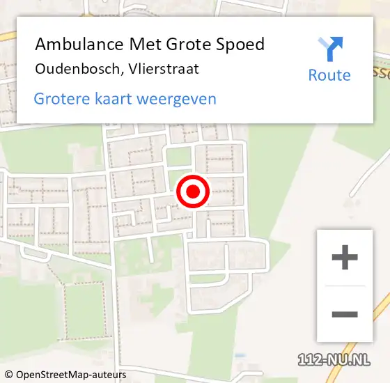 Locatie op kaart van de 112 melding: Ambulance Met Grote Spoed Naar Oudenbosch, Vlierstraat op 16 augustus 2018 19:45