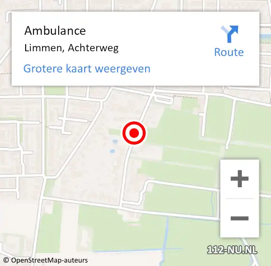 Locatie op kaart van de 112 melding: Ambulance Limmen, Achterweg op 16 augustus 2018 19:55