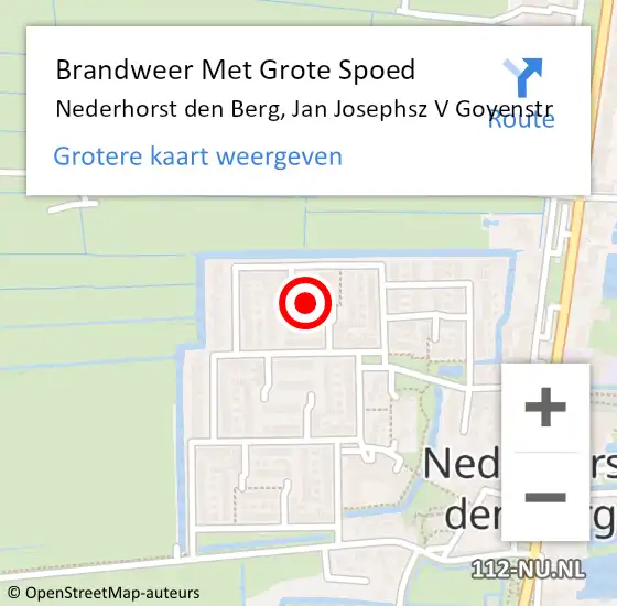 Locatie op kaart van de 112 melding: Brandweer Met Grote Spoed Naar Nederhorst den Berg, Jan Josephsz V Goyenstr op 16 augustus 2018 20:42