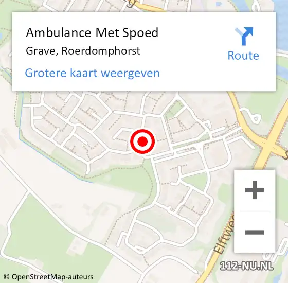 Locatie op kaart van de 112 melding: Ambulance Met Spoed Naar Grave, Roerdomphorst op 6 maart 2014 09:31