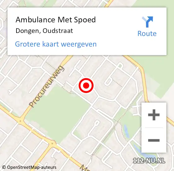 Locatie op kaart van de 112 melding: Ambulance Met Spoed Naar Dongen, Oudstraat op 6 maart 2014 09:31