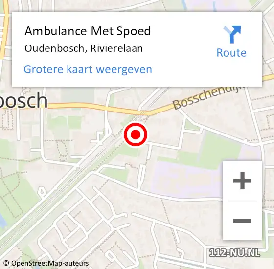 Locatie op kaart van de 112 melding: Ambulance Met Spoed Naar Oudenbosch, Rivierelaan op 16 augustus 2018 21:42