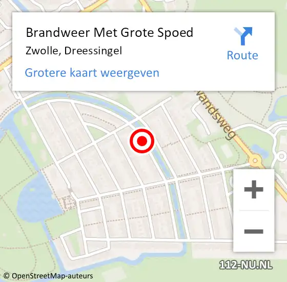 Locatie op kaart van de 112 melding: Brandweer Met Grote Spoed Naar Zwolle, Dreessingel op 16 augustus 2018 22:30