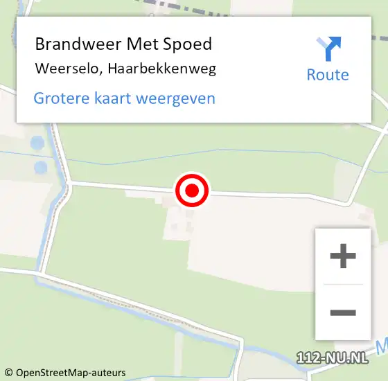 Locatie op kaart van de 112 melding: Brandweer Met Spoed Naar Weerselo, Haarbekkenweg op 16 augustus 2018 22:31