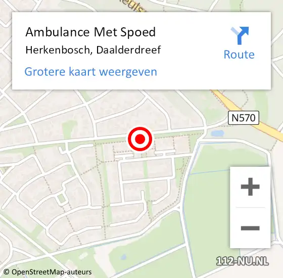 Locatie op kaart van de 112 melding: Ambulance Met Spoed Naar Herkenbosch, Daalderdreef op 16 augustus 2018 22:37