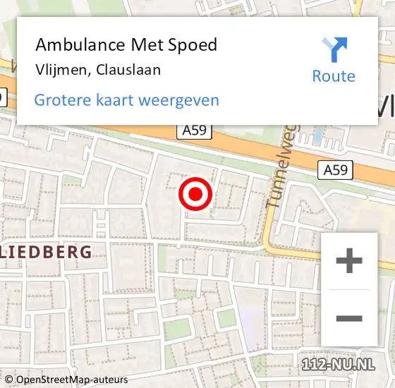 Locatie op kaart van de 112 melding: Ambulance Met Spoed Naar Vlijmen, Clauslaan op 16 augustus 2018 22:40