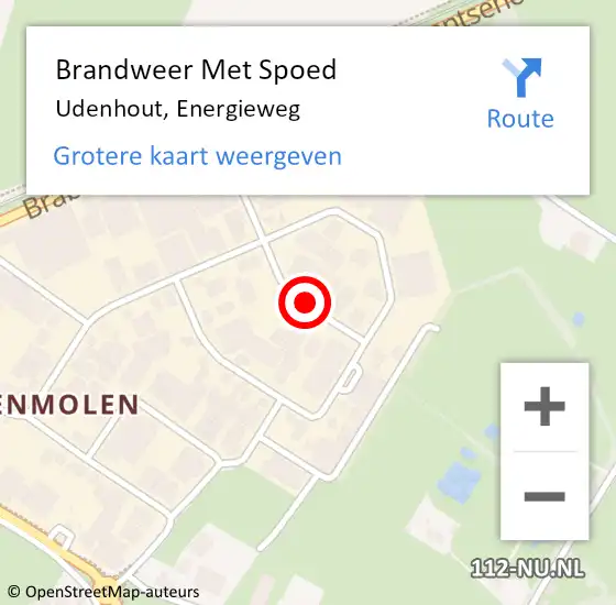 Locatie op kaart van de 112 melding: Brandweer Met Spoed Naar Udenhout, Energieweg op 16 augustus 2018 22:59