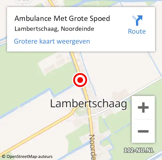 Locatie op kaart van de 112 melding: Ambulance Met Grote Spoed Naar Lambertschaag, Noordeinde op 16 augustus 2018 23:06