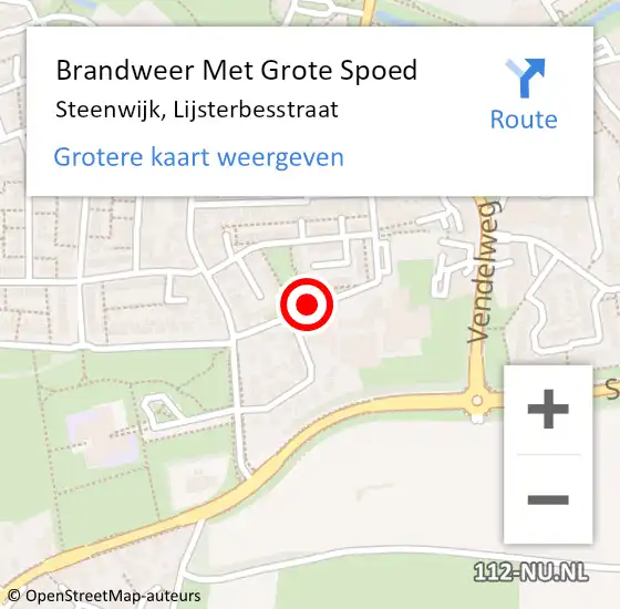 Locatie op kaart van de 112 melding: Brandweer Met Grote Spoed Naar Steenwijk, Lijsterbesstraat op 16 augustus 2018 23:59