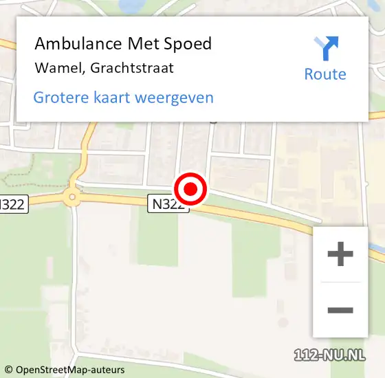 Locatie op kaart van de 112 melding: Ambulance Met Spoed Naar Wamel, Grachtstraat op 17 augustus 2018 00:14