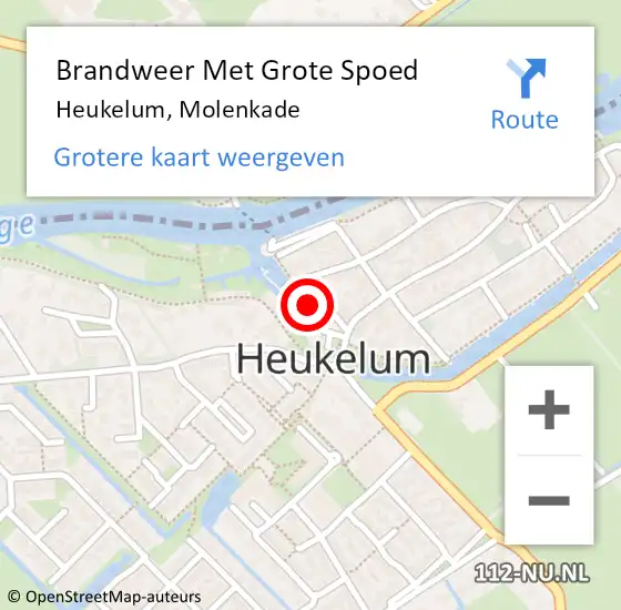 Locatie op kaart van de 112 melding: Brandweer Met Grote Spoed Naar Heukelum, Molenkade op 17 augustus 2018 00:32