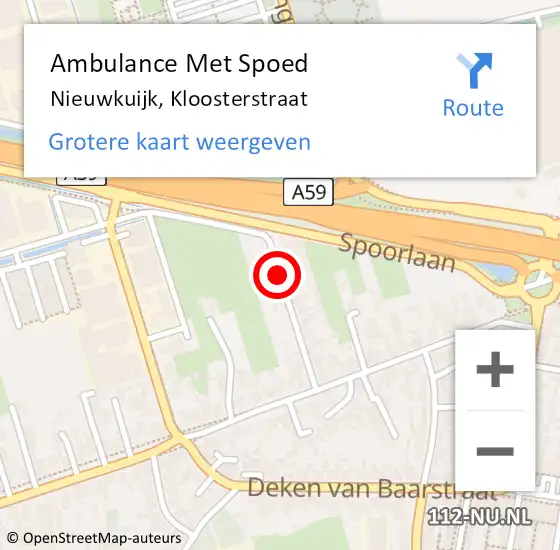 Locatie op kaart van de 112 melding: Ambulance Met Spoed Naar Nieuwkuijk, Kloosterstraat op 17 augustus 2018 00:34