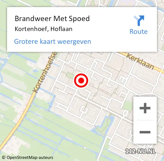 Locatie op kaart van de 112 melding: Brandweer Met Spoed Naar Kortenhoef, Hoflaan op 17 augustus 2018 00:43