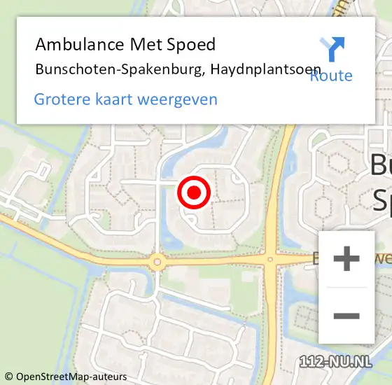 Locatie op kaart van de 112 melding: Ambulance Met Spoed Naar Bunschoten-Spakenburg, Haydnplantsoen op 17 augustus 2018 00:46