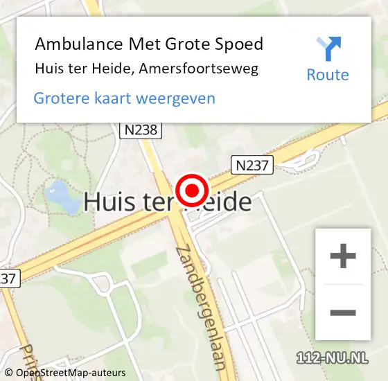 Locatie op kaart van de 112 melding: Ambulance Met Grote Spoed Naar Huis ter Heide, Amersfoortseweg op 17 augustus 2018 01:17