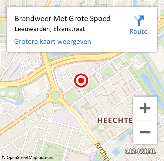 Locatie op kaart van de 112 melding: Brandweer Met Grote Spoed Naar Leeuwarden, Elzenstraat op 17 augustus 2018 02:36