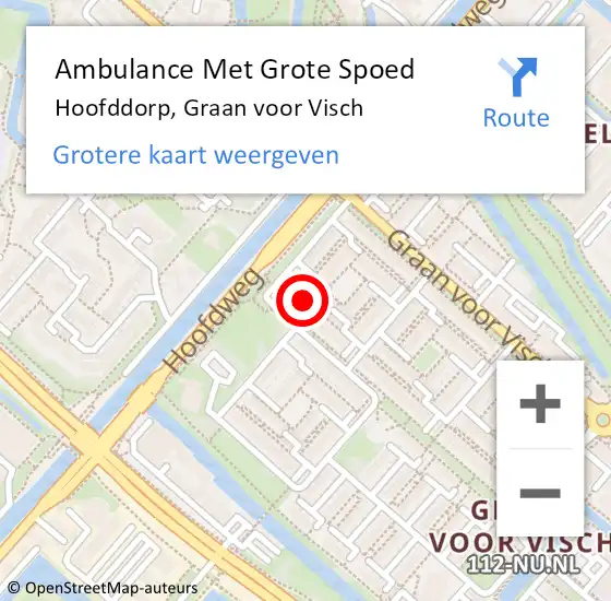 Locatie op kaart van de 112 melding: Ambulance Met Grote Spoed Naar Hoofddorp, Graan voor Visch op 17 augustus 2018 03:35