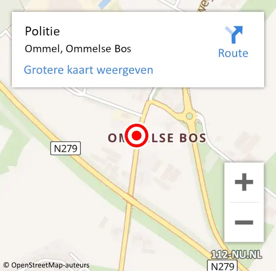 Locatie op kaart van de 112 melding: Politie Ommel, Ommelse Bos op 17 augustus 2018 05:24