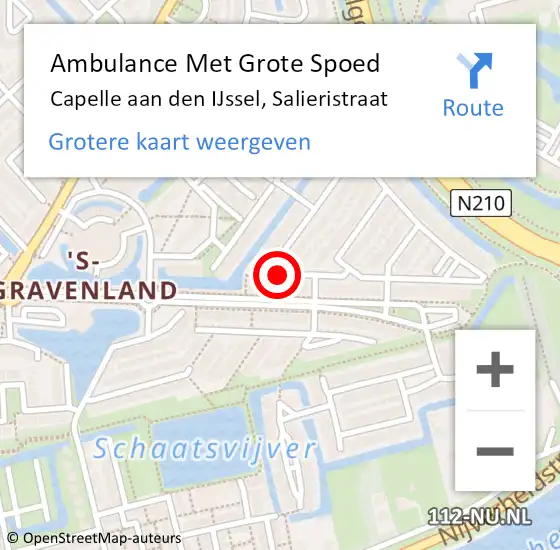 Locatie op kaart van de 112 melding: Ambulance Met Grote Spoed Naar Capelle aan den IJssel, Salieristraat op 17 augustus 2018 06:13