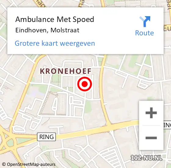 Locatie op kaart van de 112 melding: Ambulance Met Spoed Naar Eindhoven, Molstraat op 17 augustus 2018 07:03