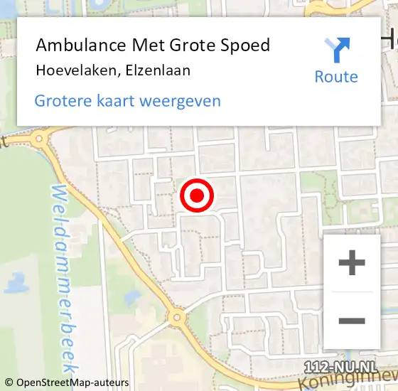 Locatie op kaart van de 112 melding: Ambulance Met Grote Spoed Naar Hoevelaken, Elzenlaan op 17 augustus 2018 07:07