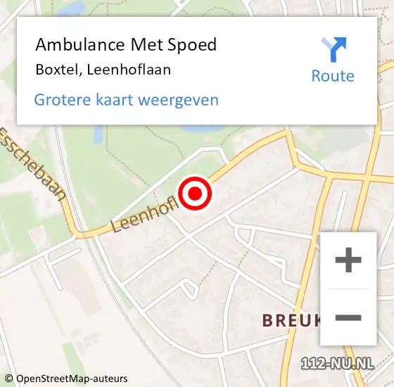 Locatie op kaart van de 112 melding: Ambulance Met Spoed Naar Boxtel, Leenhoflaan op 17 augustus 2018 07:36
