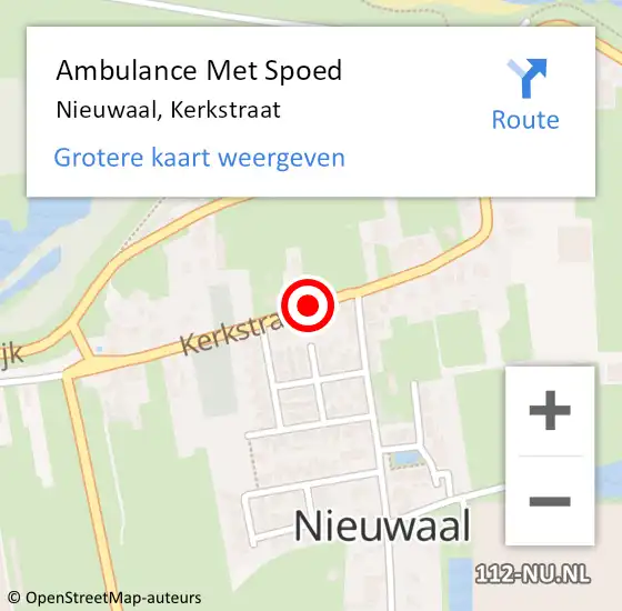 Locatie op kaart van de 112 melding: Ambulance Met Spoed Naar Nieuwaal, Kerkstraat op 17 augustus 2018 08:54