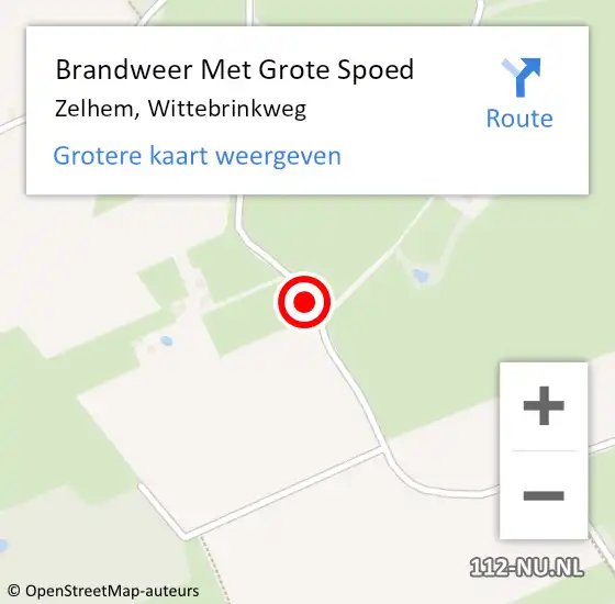 Locatie op kaart van de 112 melding: Brandweer Met Grote Spoed Naar Zelhem, Wittebrinkweg op 17 augustus 2018 09:08