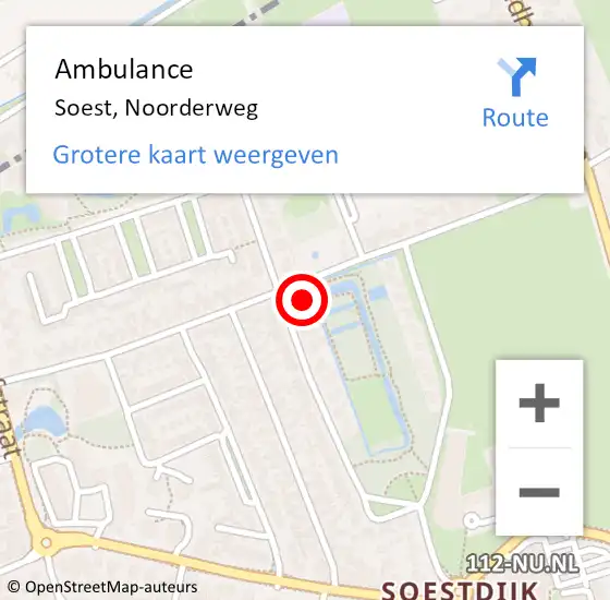 Locatie op kaart van de 112 melding: Ambulance Soest, Noorderweg op 17 augustus 2018 10:05