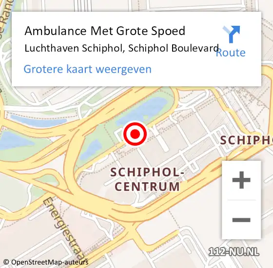 Locatie op kaart van de 112 melding: Ambulance Met Grote Spoed Naar Luchthaven Schiphol, Schiphol Boulevard op 17 augustus 2018 10:19