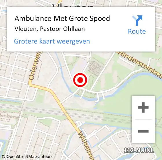 Locatie op kaart van de 112 melding: Ambulance Met Grote Spoed Naar Vleuten, Pastoor Ohllaan op 17 augustus 2018 10:39