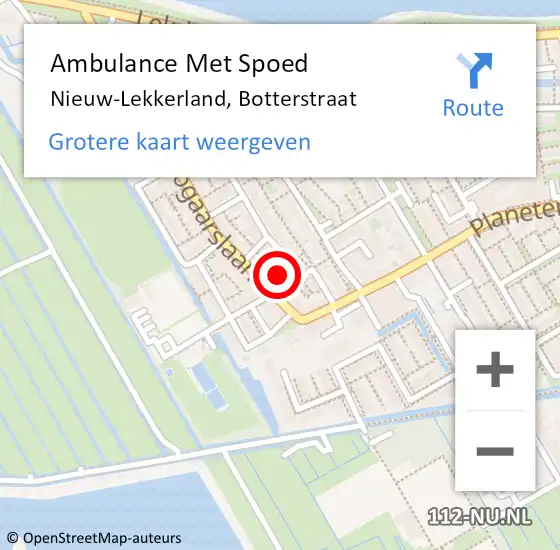 Locatie op kaart van de 112 melding: Ambulance Met Spoed Naar Nieuw-Lekkerland, Botterstraat op 17 augustus 2018 10:41