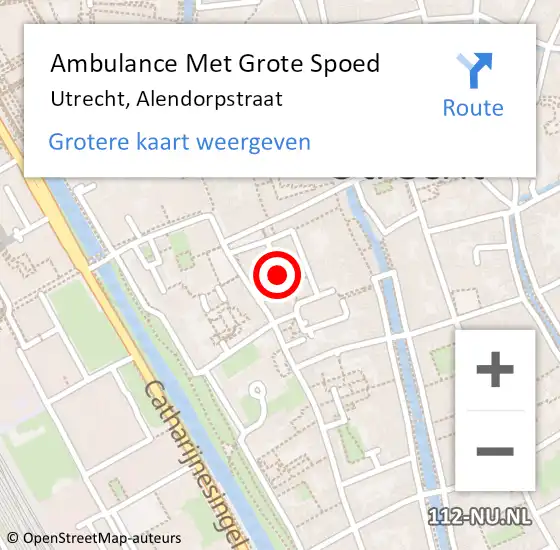 Locatie op kaart van de 112 melding: Ambulance Met Grote Spoed Naar Utrecht, Alendorpstraat op 17 augustus 2018 11:22