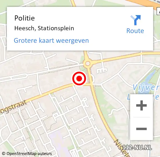 Locatie op kaart van de 112 melding: Politie Heesch, Stationsplein op 17 augustus 2018 11:55