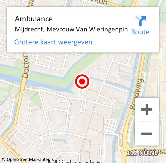 Locatie op kaart van de 112 melding: Ambulance Mijdrecht, Mw van Wieringenplein op 17 augustus 2018 12:02