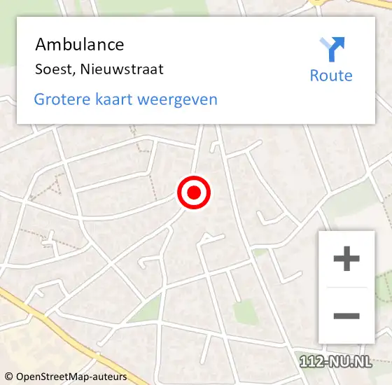 Locatie op kaart van de 112 melding: Ambulance Soest, Nieuwstraat op 17 augustus 2018 12:29