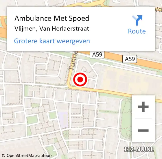 Locatie op kaart van de 112 melding: Ambulance Met Spoed Naar Vlijmen, Van Herlaerstraat op 17 augustus 2018 12:33